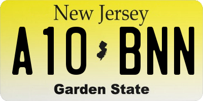 NJ license plate A10BNN