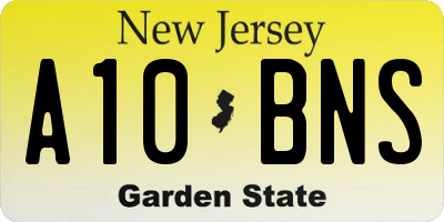 NJ license plate A10BNS
