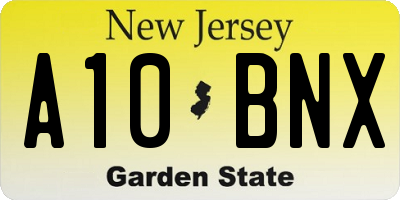 NJ license plate A10BNX