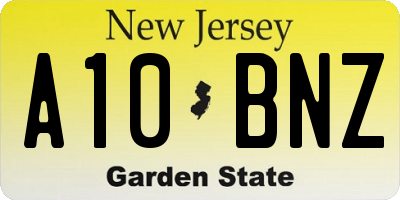 NJ license plate A10BNZ