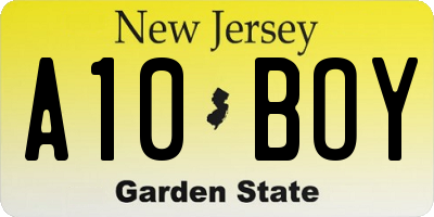 NJ license plate A10BOY