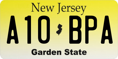 NJ license plate A10BPA
