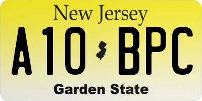 NJ license plate A10BPC