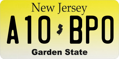 NJ license plate A10BPO