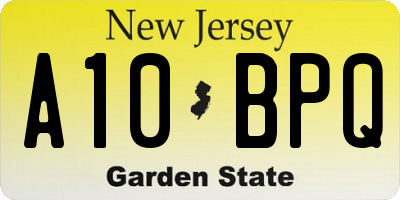 NJ license plate A10BPQ
