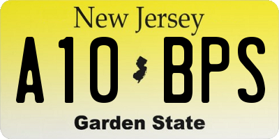NJ license plate A10BPS