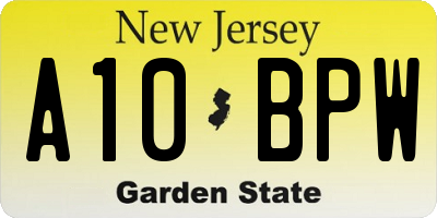 NJ license plate A10BPW