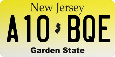 NJ license plate A10BQE