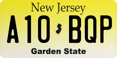NJ license plate A10BQP