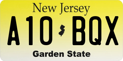 NJ license plate A10BQX
