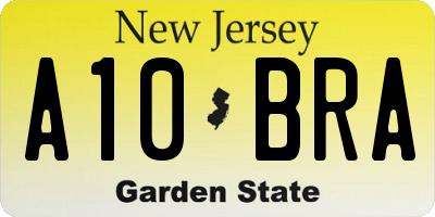 NJ license plate A10BRA