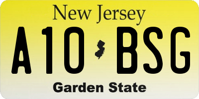NJ license plate A10BSG