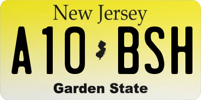 NJ license plate A10BSH