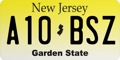 NJ license plate A10BSZ