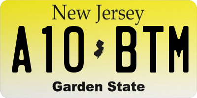 NJ license plate A10BTM