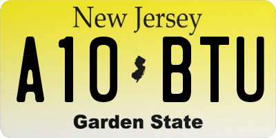 NJ license plate A10BTU