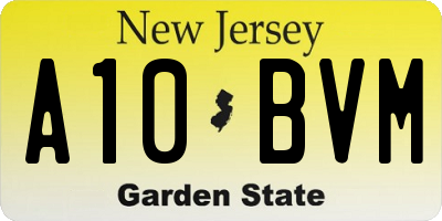 NJ license plate A10BVM
