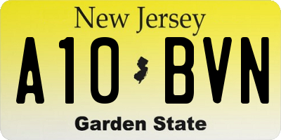 NJ license plate A10BVN