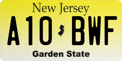 NJ license plate A10BWF