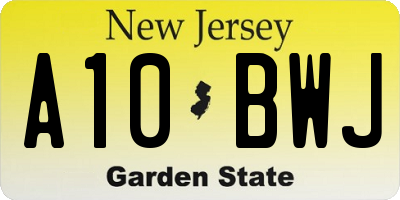 NJ license plate A10BWJ