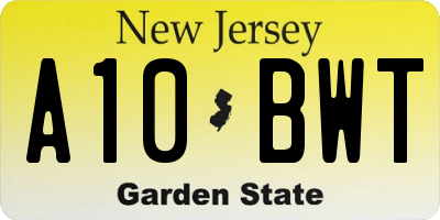 NJ license plate A10BWT