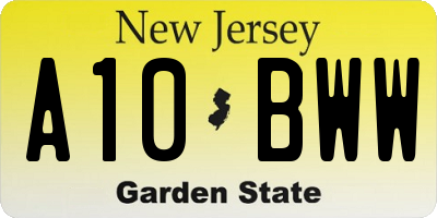 NJ license plate A10BWW