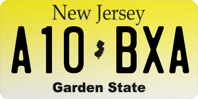 NJ license plate A10BXA
