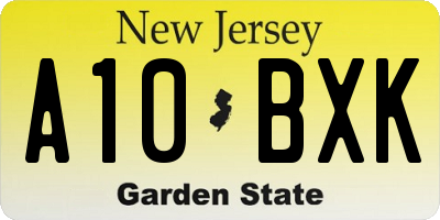 NJ license plate A10BXK