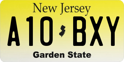NJ license plate A10BXY