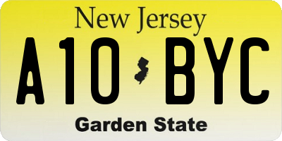 NJ license plate A10BYC
