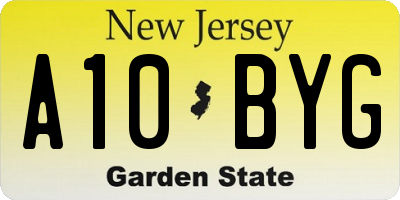 NJ license plate A10BYG