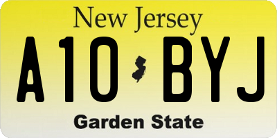 NJ license plate A10BYJ