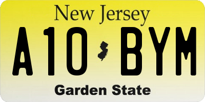 NJ license plate A10BYM