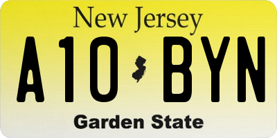NJ license plate A10BYN