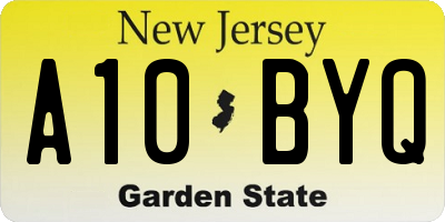 NJ license plate A10BYQ