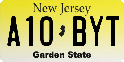 NJ license plate A10BYT