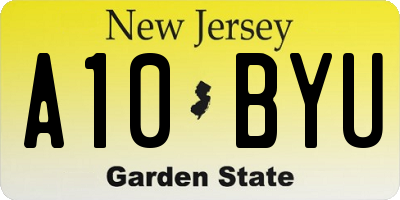 NJ license plate A10BYU