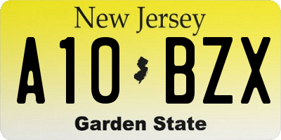 NJ license plate A10BZX