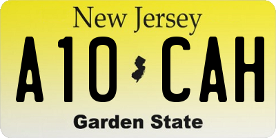 NJ license plate A10CAH