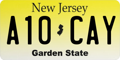 NJ license plate A10CAY