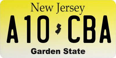 NJ license plate A10CBA