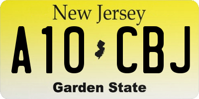NJ license plate A10CBJ