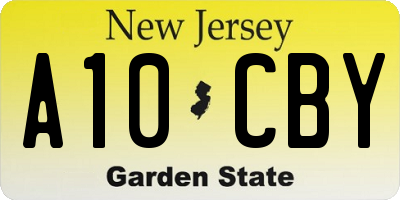 NJ license plate A10CBY