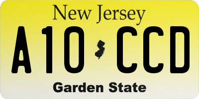 NJ license plate A10CCD