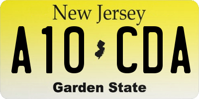 NJ license plate A10CDA