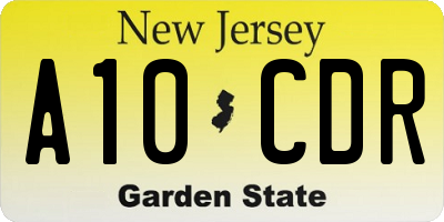 NJ license plate A10CDR
