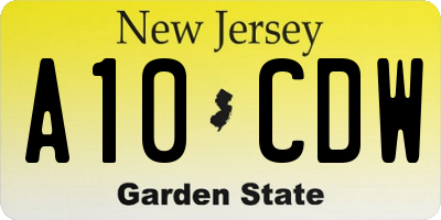 NJ license plate A10CDW
