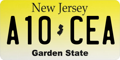 NJ license plate A10CEA