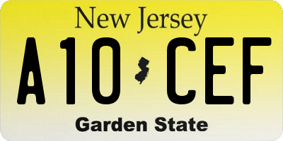 NJ license plate A10CEF