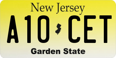NJ license plate A10CET